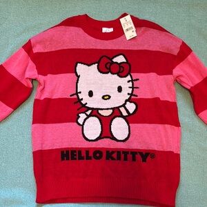 Hello Kitty Red and Pink Striped Sweater NWT Size Medium
